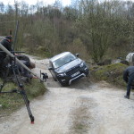 Dreharbeiten Doku Jutta Kleinschmidt, Testfahrten im Land Rover Experience Center Wülfrath, April 2012